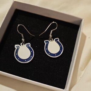 NFL Colts Blue and White Earrings